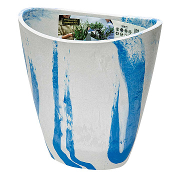 Вазон 0,8 л белый+голубой R-16YB14бг 