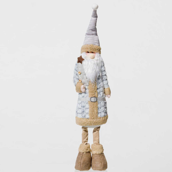 Фигура новогодняя AYY103А Дед Мороз 75см в серой шубе, с елкой