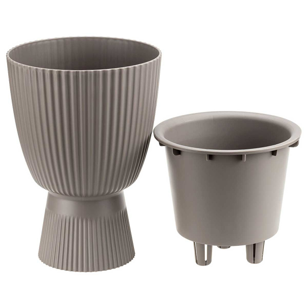 Кашпо ВЕЛЬВЕТ D180мм 1,9л со вставкой французcкий серый М3269 х8 