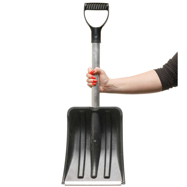 Лопата автомобильная Автолюкс в сборе быстросъёмный черенок 240*300*770 с алюминиевой планкой и алюминиевый черенок