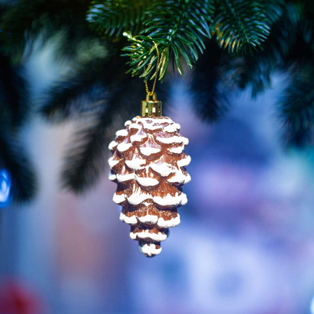 Шар WA25054 6шт 9см Шишка "шоколад с белыми блестками" (144)