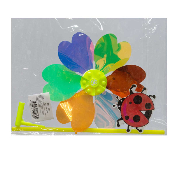 Ветряк D-19см Цветок перламутровый с бож.коровкой NA2668