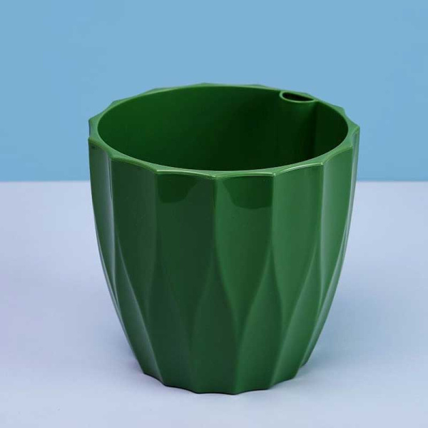 Кашпо "Флюте" 3л со вставкой Малахит Пласт Авеню х12 