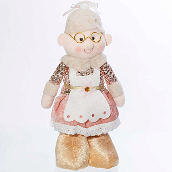 Фигура новогодняя интерьерная МТ20005С Бабушка 32см в очках, в золотых ботинках, в розовом платье