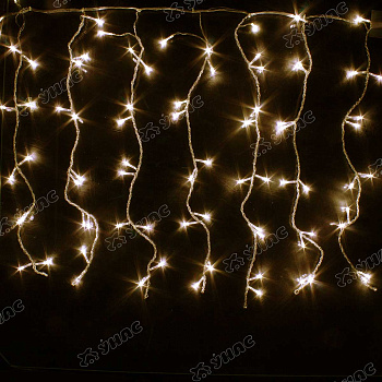 Гирлянда штора LED LС-0-1 132 лампочек, прозрачный провод 1,3*1,3 Теплый белый