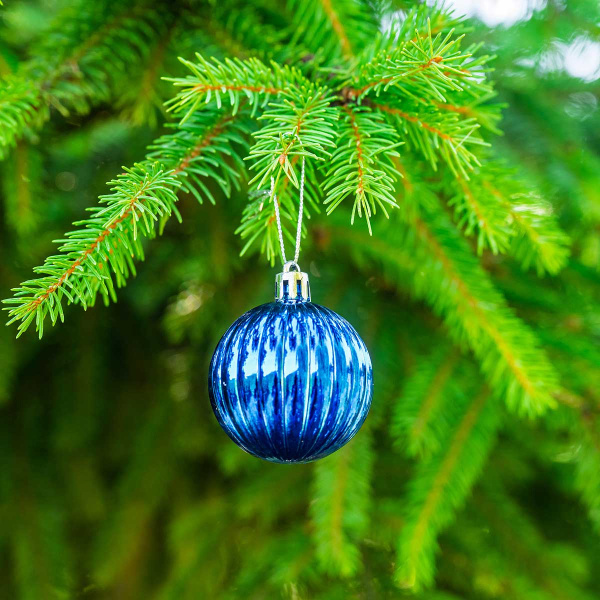 Набор елочных украшений JT25-HGS328 5см 6шт Шары синий (3шт с рисунком снежинка, 3шт фактурные долька) (240)