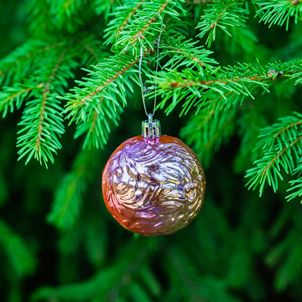 Набор елочных украшений JT25-AL139 6см 9шт Шары (3шт розовый фактурный "грани", 3шт розовый фактурный листья, 3шт белый с перламуром)