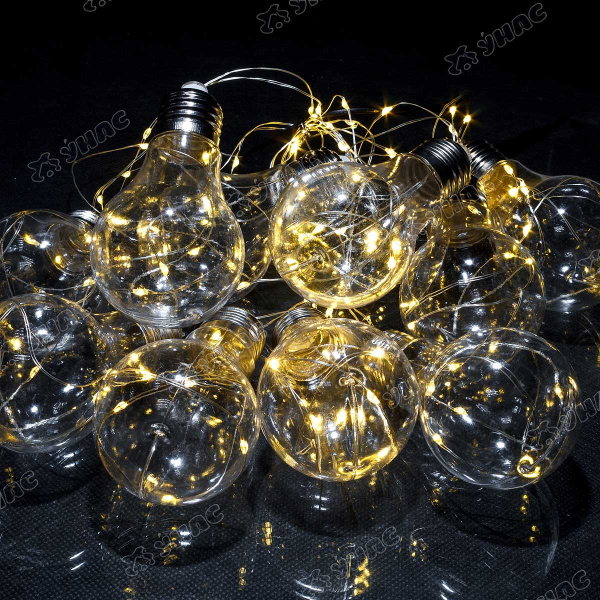 Гирлянда светодиодная ЛАМПОЧКА БЕЛЫЙ /H-12см, 10 лампочек,провод "леска"/