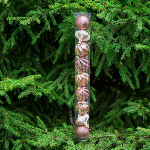 Набор елочных украшений 6ADZCKE9-J5-7 6 см 9 шт Шары Розовое золото