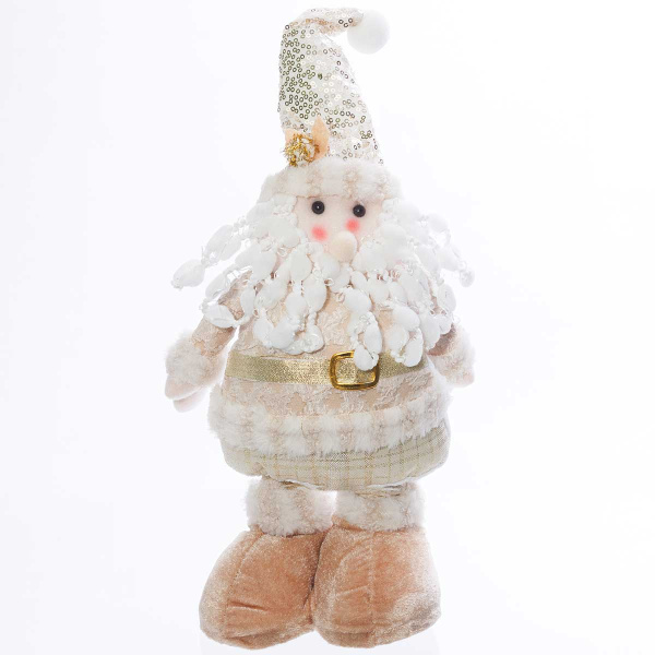 Фигура новогодняя интерьерная SX-A2003 Дед Мороз 45-65см, с телескопическими ногами, бело-бежевый