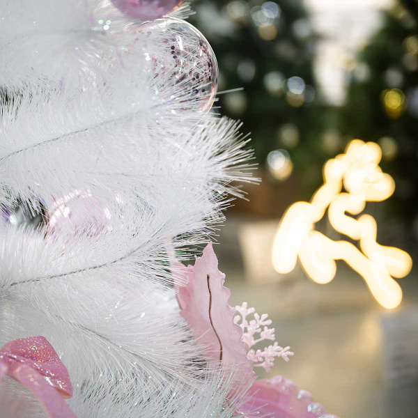 Елка HJ150-77 150 см БЕЛАЯ С ГОЛУБЫМ 100 веток пластиковая подставка