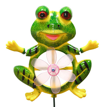 Штекер садовый Лягушка с ветряком 16*13см NA2677 (288)