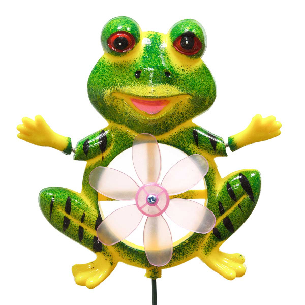 Штекер садовый Лягушка с ветряком 16*13см NA2677 (288)