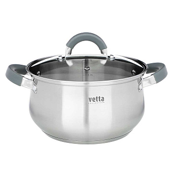 Кастрюля 3,6 л стеклянная крышка, нержавеющая сталь Вена 822-064