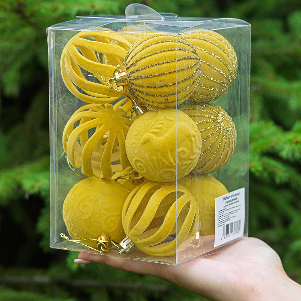 Набор елочных украшений 6R-DKC12/H82-6 6 см 12 шт Шары Бархат медовый