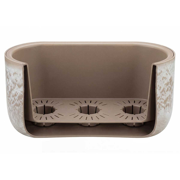 Кашпо МИКРИТ овальное 385x180мм 6л со вставкой бежевый слайн М3274 х1 