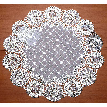 Салфетка 38*38 ажурная лейс круг серебро LO-0905B