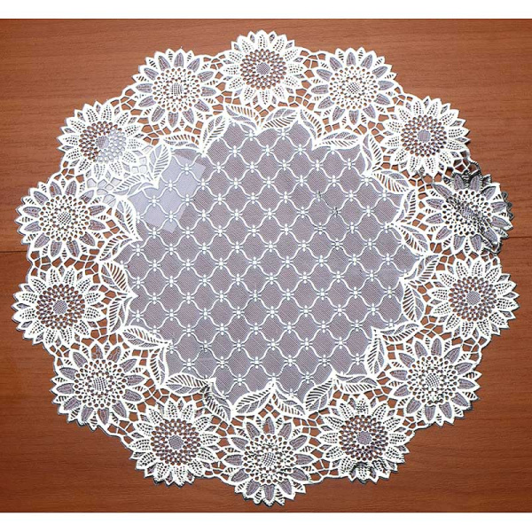 Салфетка 38*38 ажурная лейс круг серебро LO-0905B