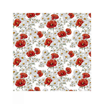 Клеенка нетканная основа 135*20  ПЕРФЕКТ 632/0 Мак+Ромашка Тверь