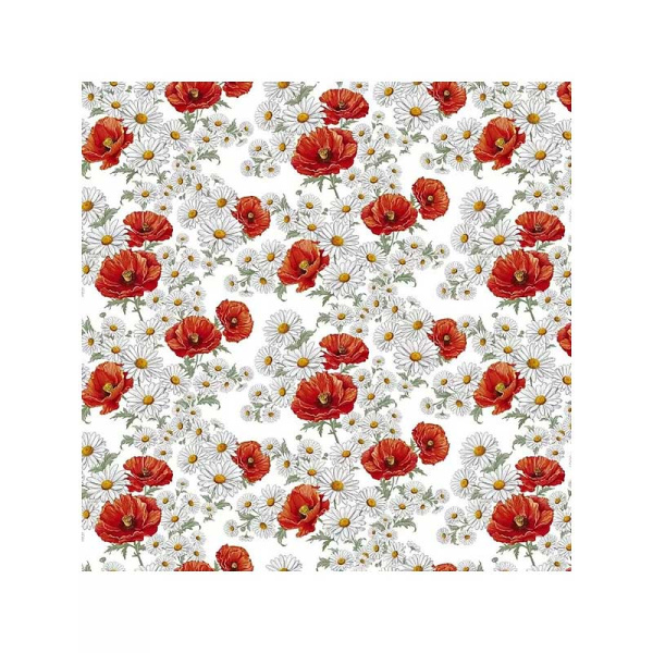 Клеенка нетканная основа 135*20  ПЕРФЕКТ 632/0 Мак+Ромашка Тверь