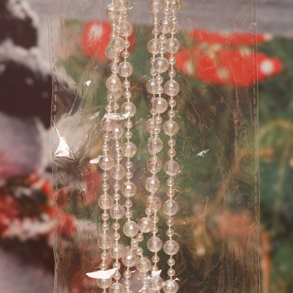 Цепь новогодняя Т182-6 1,8м Шар гран d-0,8 прозрачная блестящая х24