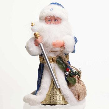 Дед Мороз 30см СК-41 голубая шуба (муз) (48)