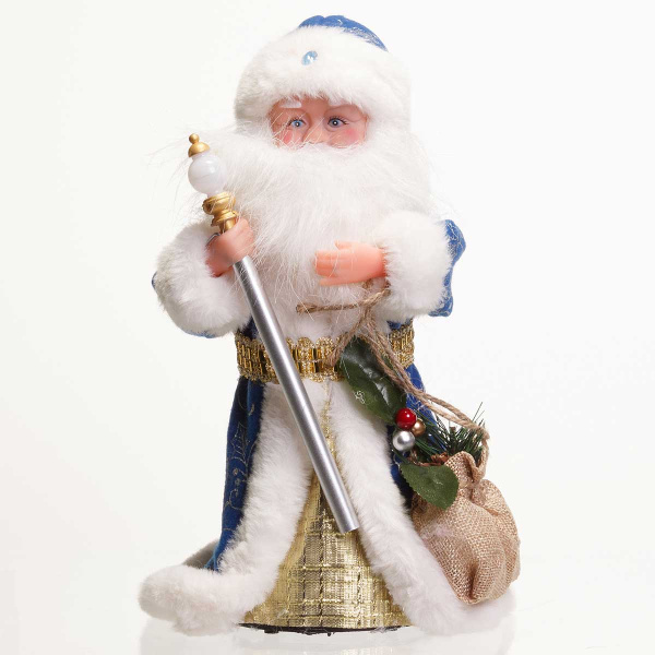 Дед Мороз 30см СК-41 голубая шуба (муз) (48)