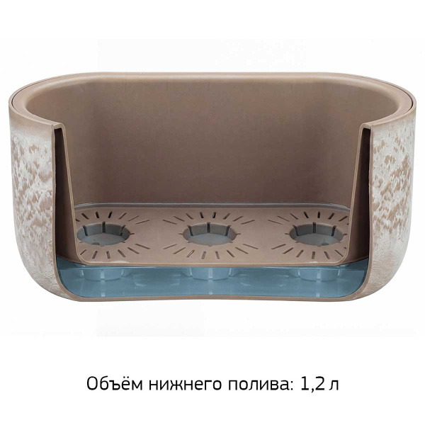 Кашпо МИКРИТ овальное 385x180мм 6л со вставкой бежевый слайн М3274 х1 