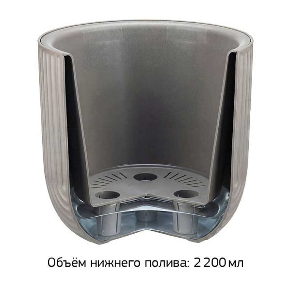 Кашпо РАМОНА D280мм 7,8л со вставкой французcкий серый М3263 х1 