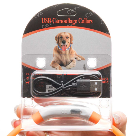 Ошейник 70*1,5см свет-ся 3реж микс USB NA2616 (144