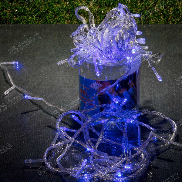 Гирлянда LED L-1-7 100 ламп прозрачный провод синий