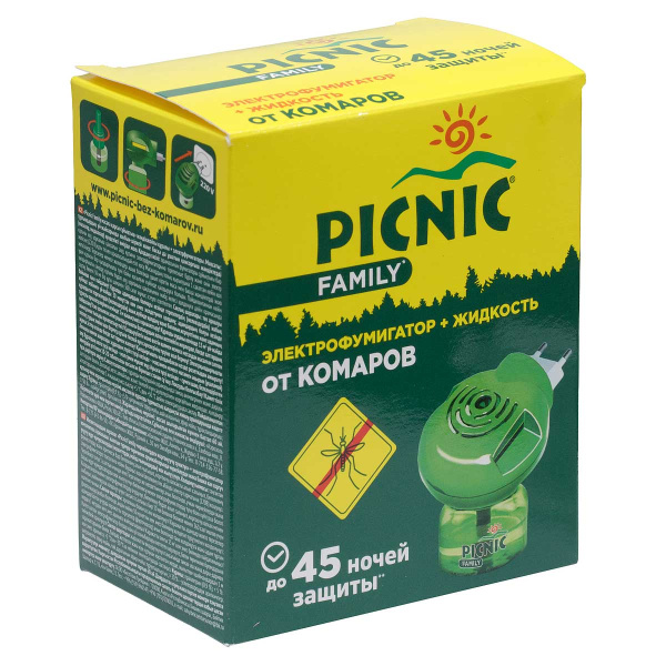 Антикомар Комплект 30 мл (45 ночей) +фумигатор ПИКНИК х6