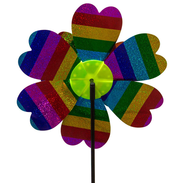 Ветряк D-21-33см двойной разноцв.полоски радуга лепестки NA2673