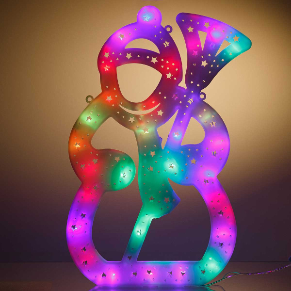 Гирлянда-панно СНЕГОВИК ЦВЕТНОЕ/D-40см, пластик/