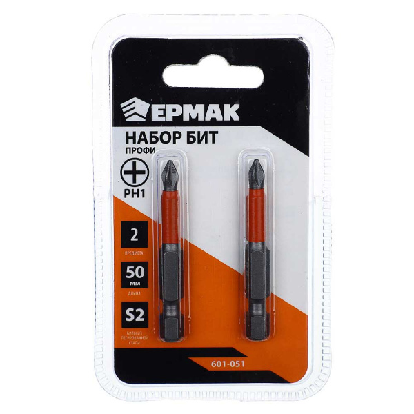Бита Ермак 50мм РН1 S2 2шт сталь для шуропов 601-051
