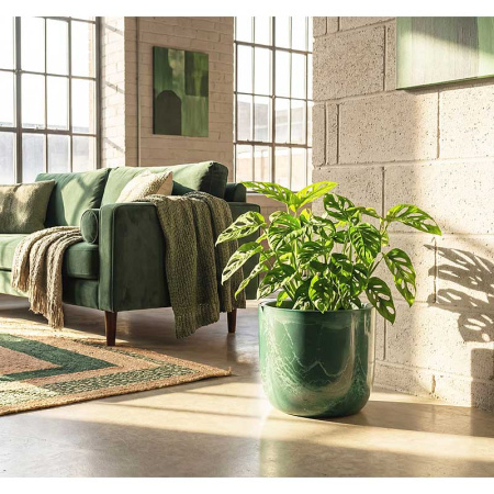 Кашпо МИКРИТ D280мм 7,8л со вставкой зеленый слайн М3267 х1 