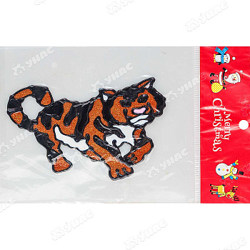 Наклейка на стекло А-43 14см Тигр охотник