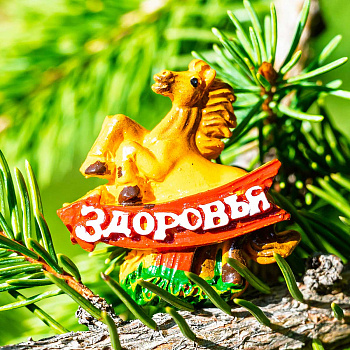 Магнит 25335-1 Лошадь с пожеланием 3,5*3,5 см (ЦЕНА ЗА 48ШТ)