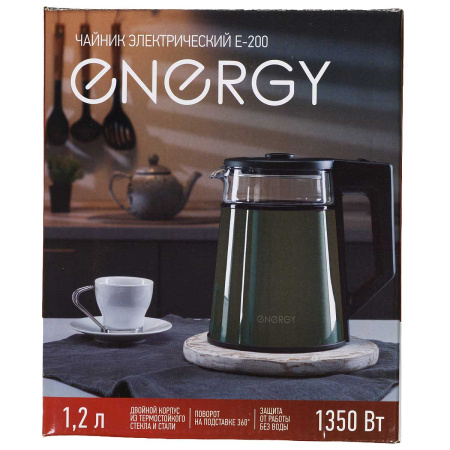 Электрический чайник ENERGY E-200 1,2 л стекло cерый