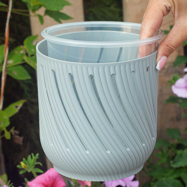 Кашпо Fleurs 2 л Серый жемчуг КШ-3705 х12 