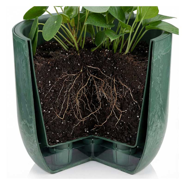 Кашпо МИКРИТ D220мм 3,7л со вставкой зеленый слайн М3266 х8 