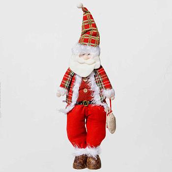 Фигура новогодняя AKK005A Дед Мороз 64-90см с телескопическими ногами, в штанах, красный