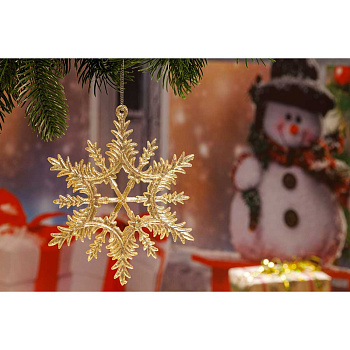 Подвеска WH1190 Снежинка резная золото 13см (600)