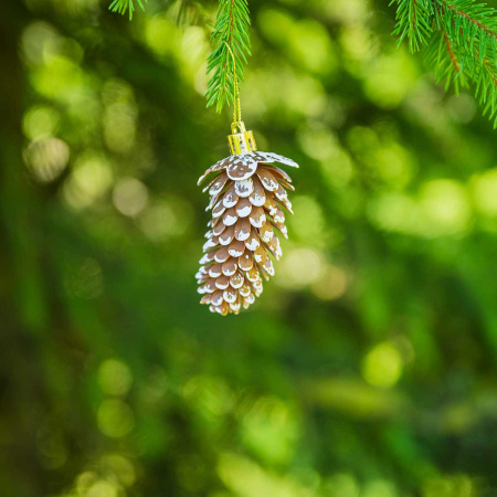 Шар 9DC5-H32B-19 5шт 9см "Шишка" шоколадная с белой каймой (288)