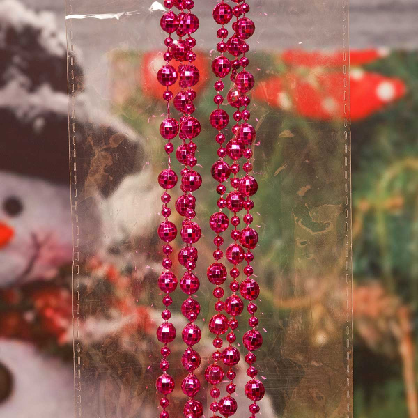 Цепь новогодняя Т182-5 1,8м Шар гран d-0,8 розовый х24