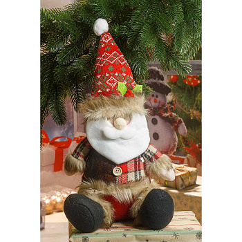 Фигура новогодняя CKK227A интерьерная Дед Мороз 45см в красном колпаке,сидит