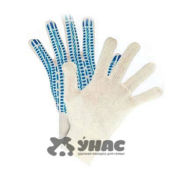 Перчатки х/б С ПВХ "Протектор" 10 класс 6 нитей 59 грамм х10