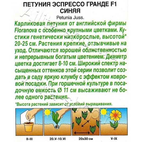 Семена Петуния Эспрессо Гранде синяя Аэлита Ц 