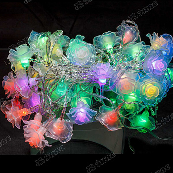 Гирлянда светодиодная ДОЖДЬ РОЗА ЦВЕТНАЯ /3м*0,6м ,48 лампочек, прозрачный провод/