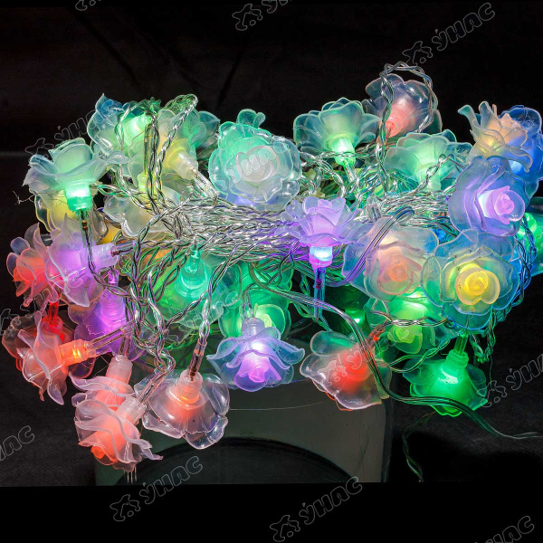 Гирлянда светодиодная ДОЖДЬ РОЗА ЦВЕТНАЯ /3м*0,6м ,48 лампочек, прозрачный провод/